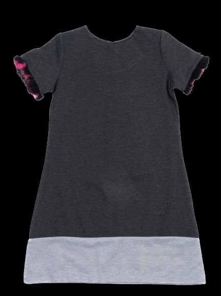 NEW Fendi Kids Dress Gray Silk Size 8 with Fur Trimming