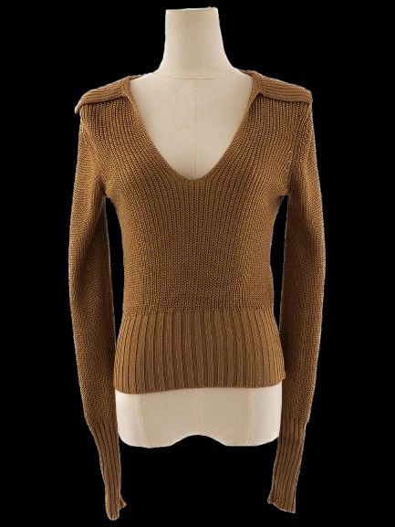 Excellent Theory Orange Knit Sweater V-Neck Size S Women
