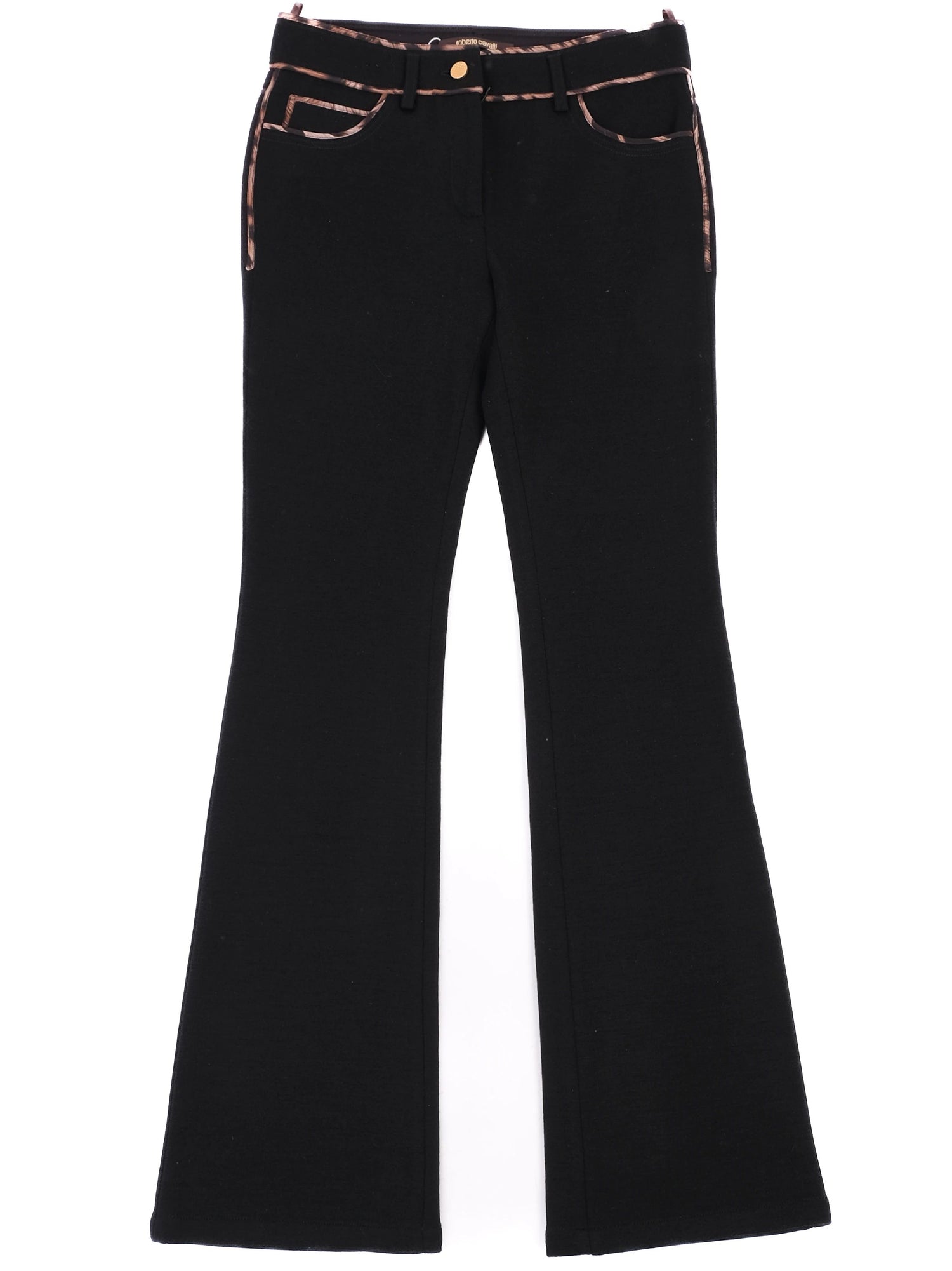 Excellent Roberto Cavalli Black Wool Flared Pants Size M