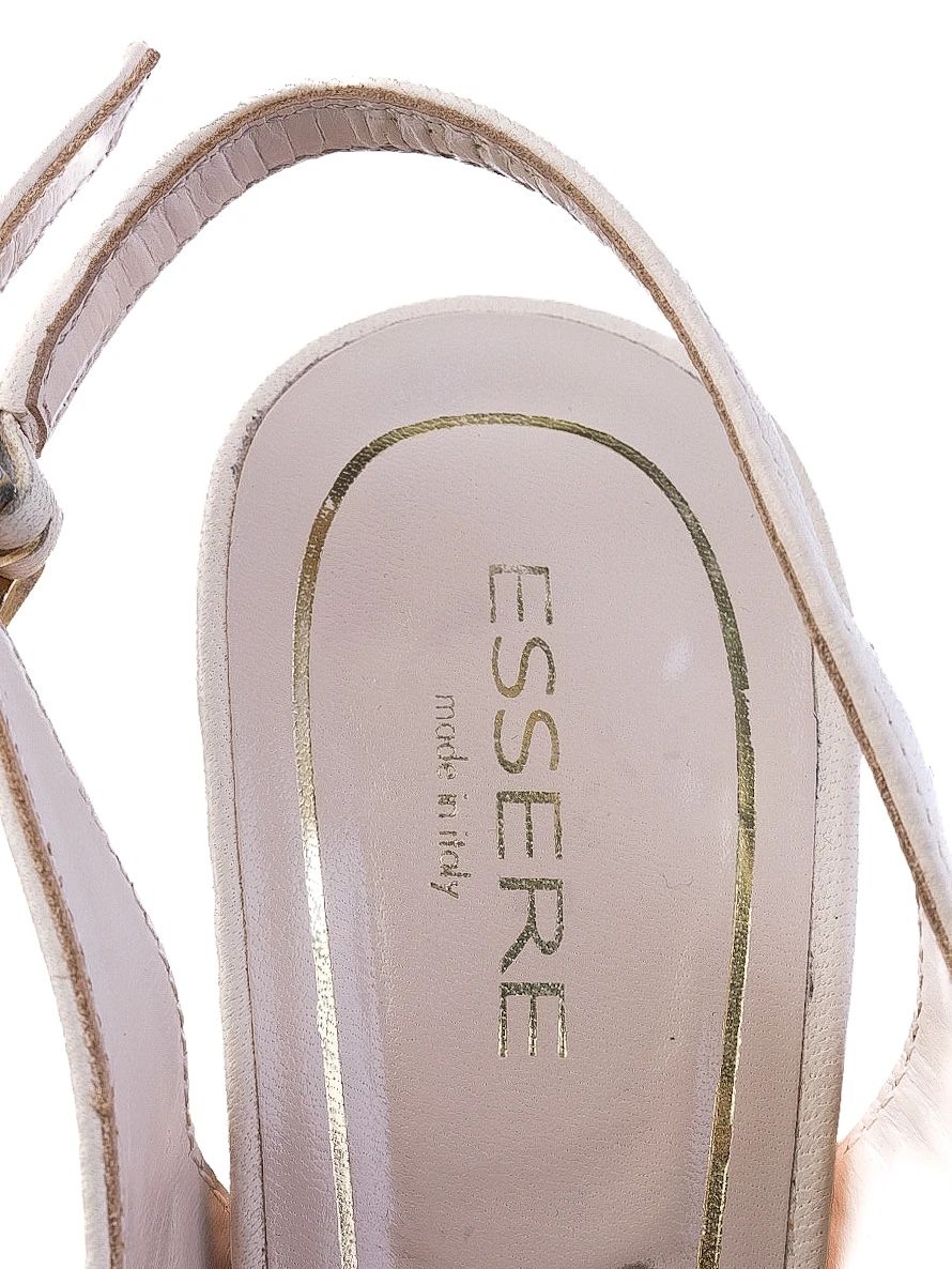Excellent Essere White Leather Peep-Toe High-Heeled Shoes Size 36