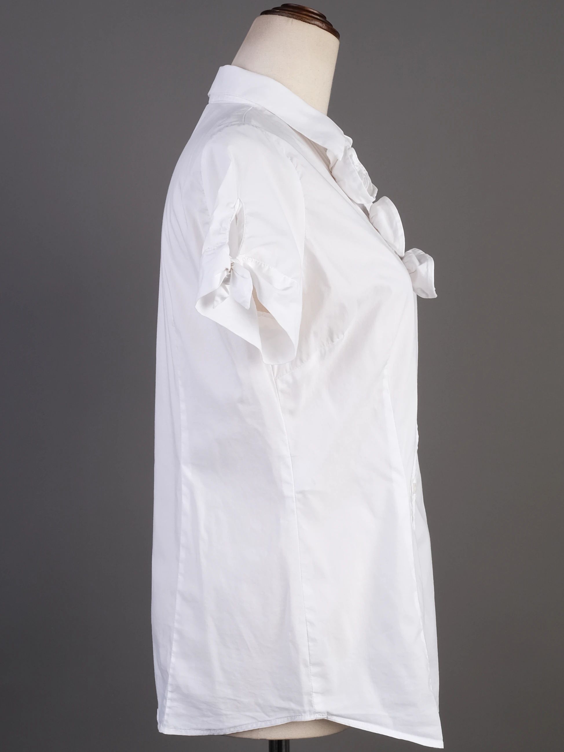 Excellent Red Valentino White Nylon Blouse Size M with Rosettes