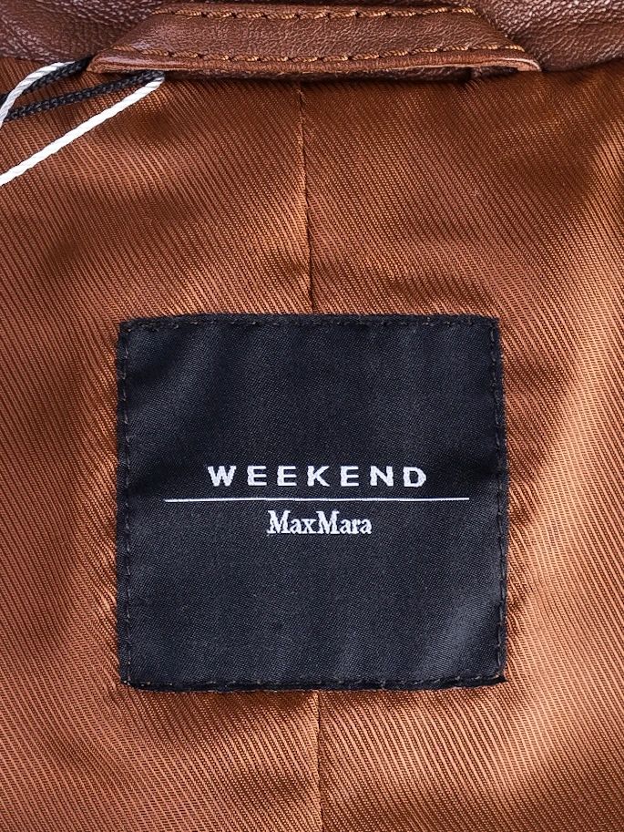 NEW Max Mara Orange Double-Breasted Leather Jacket Size XS
