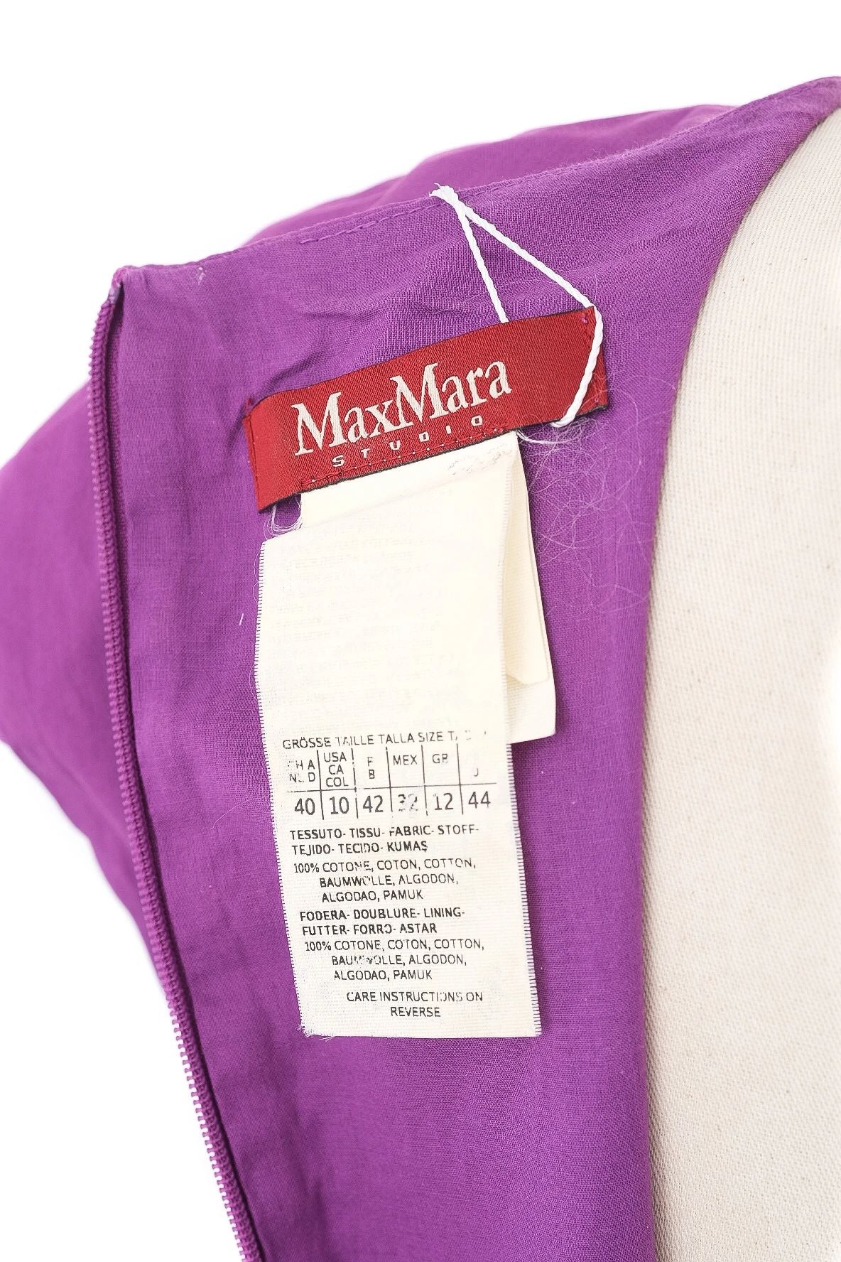 Excellent Max Mara Purple Cotton Dress XL Short Sleeve
