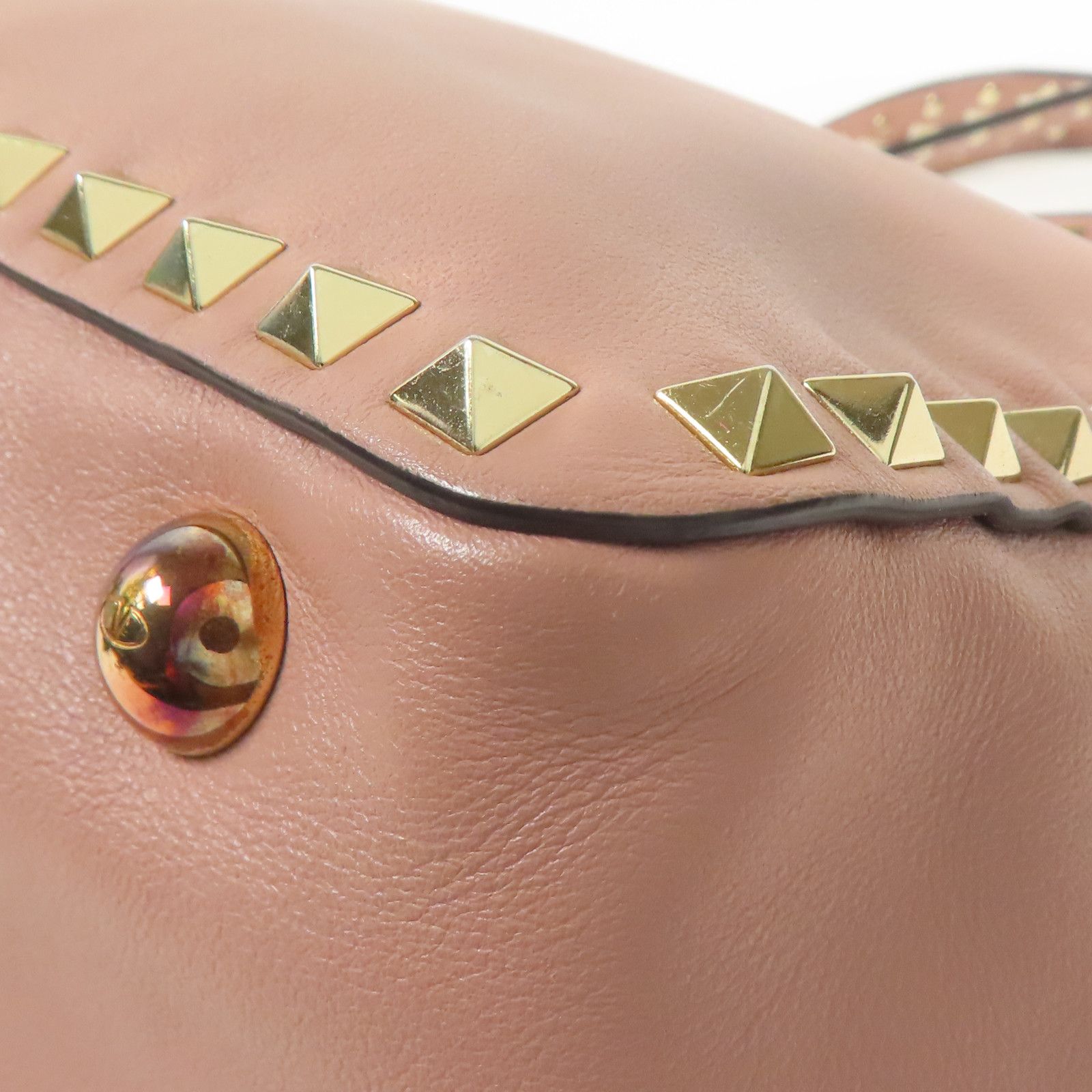 Valentino Cowhide Leather 2Way Shoulder Gold Hand-ground Shoulder Bag 2way Shoulder Bag Purple Pink Calfskin (cowhide)
