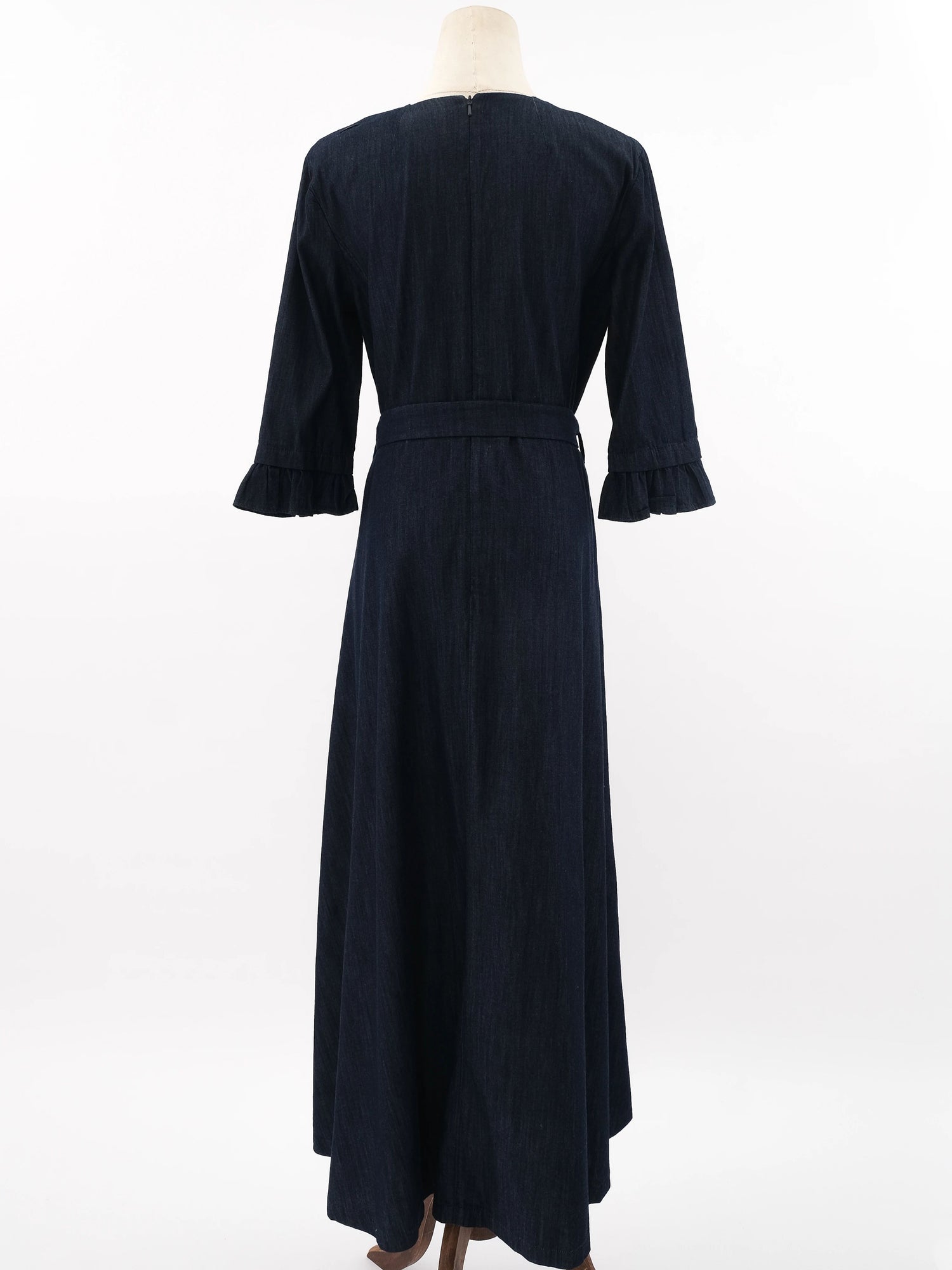 Excellent Max Mara Blue Cotton Long Sleeve Dress Size L