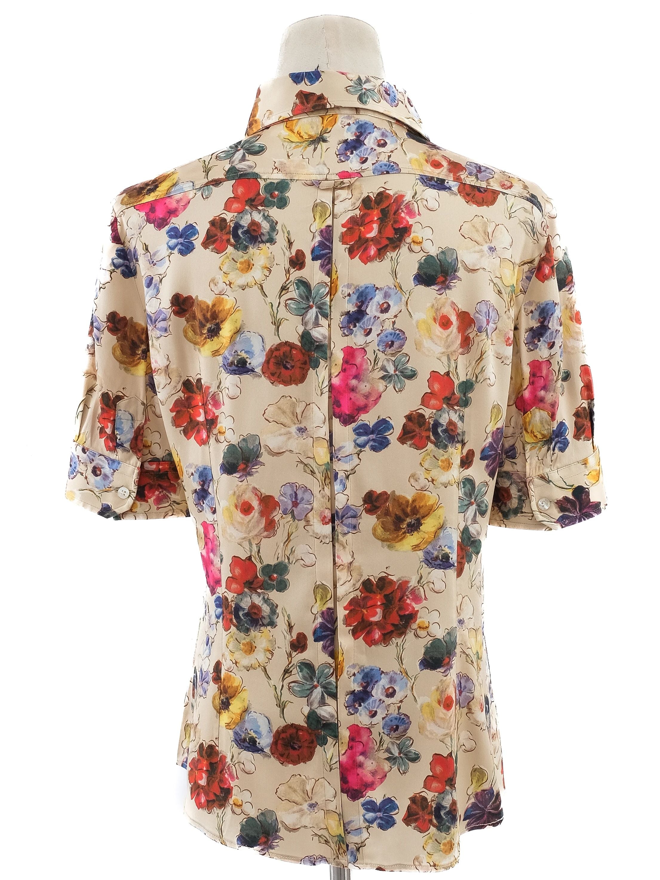 Excellent Dolce Gabbana Silk Floral Blouse Combined Color Women
