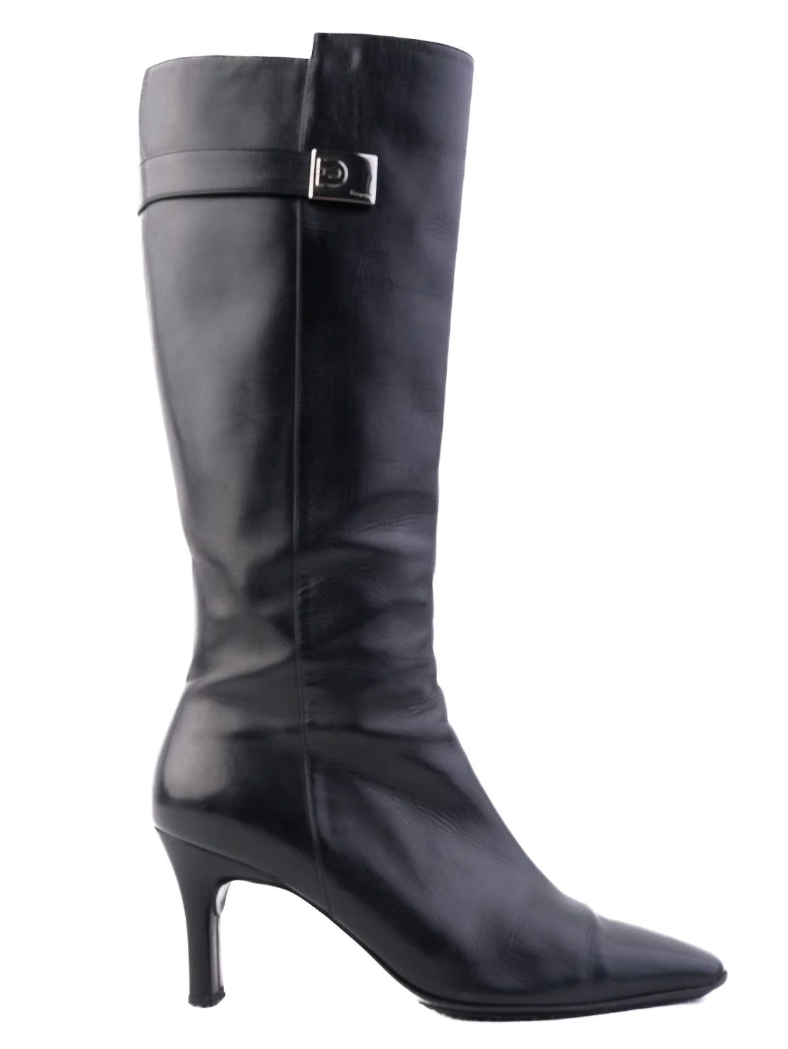 Excellent Salvatore Ferragamo Black Leather Knee-High Boots Size 37
