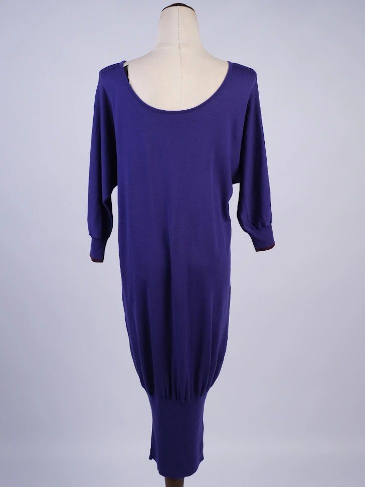 Excellent Emilio Pucci Purple Wool Dress Size L Long Sleeve
