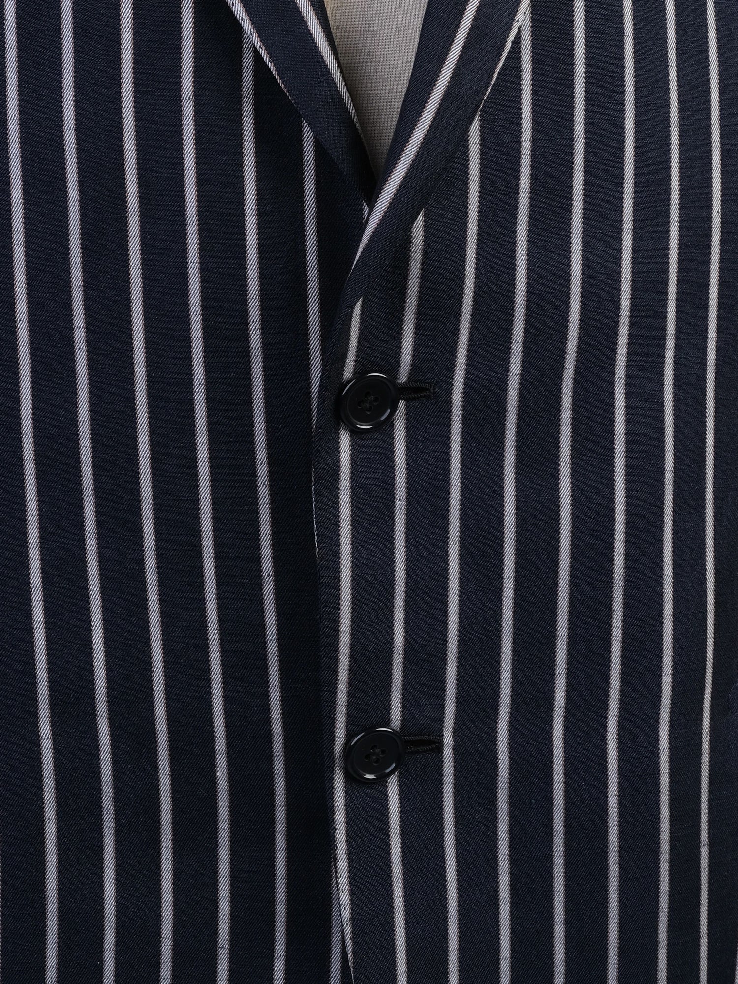 Excellent BRIONI Blue Silk Jacket with White Stripes Size XXL