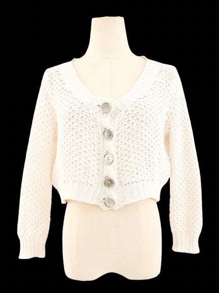 Excellent Burberry White Crochet Cardigan Size S Women&