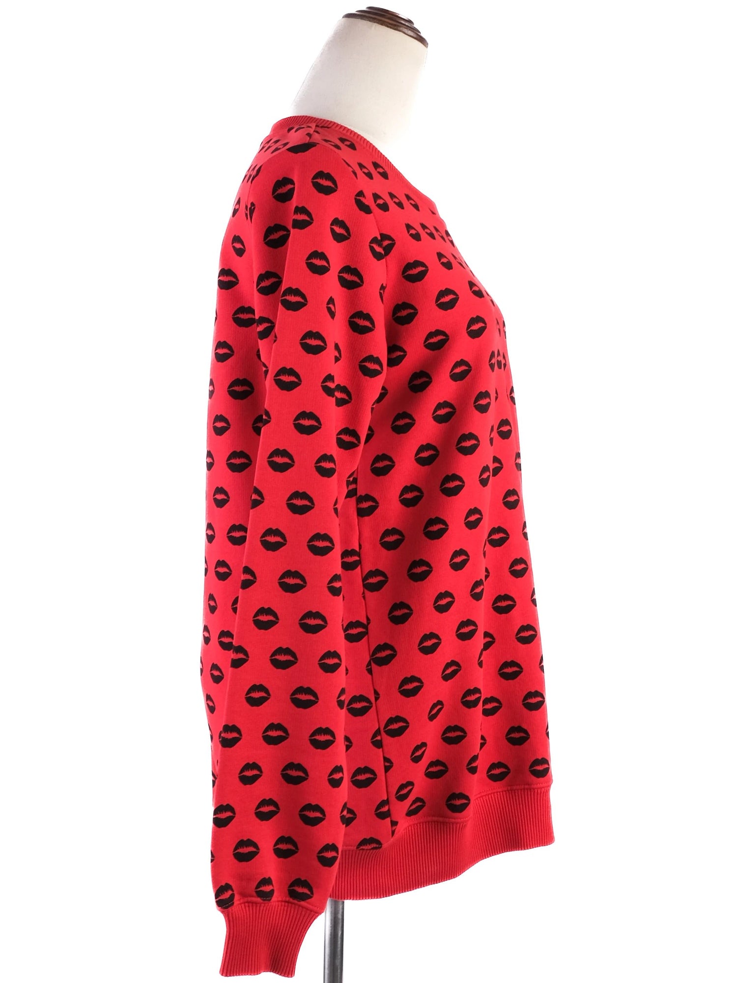 Excellent Markus Lupfer Red Cotton Sweater Size S with Lip Print