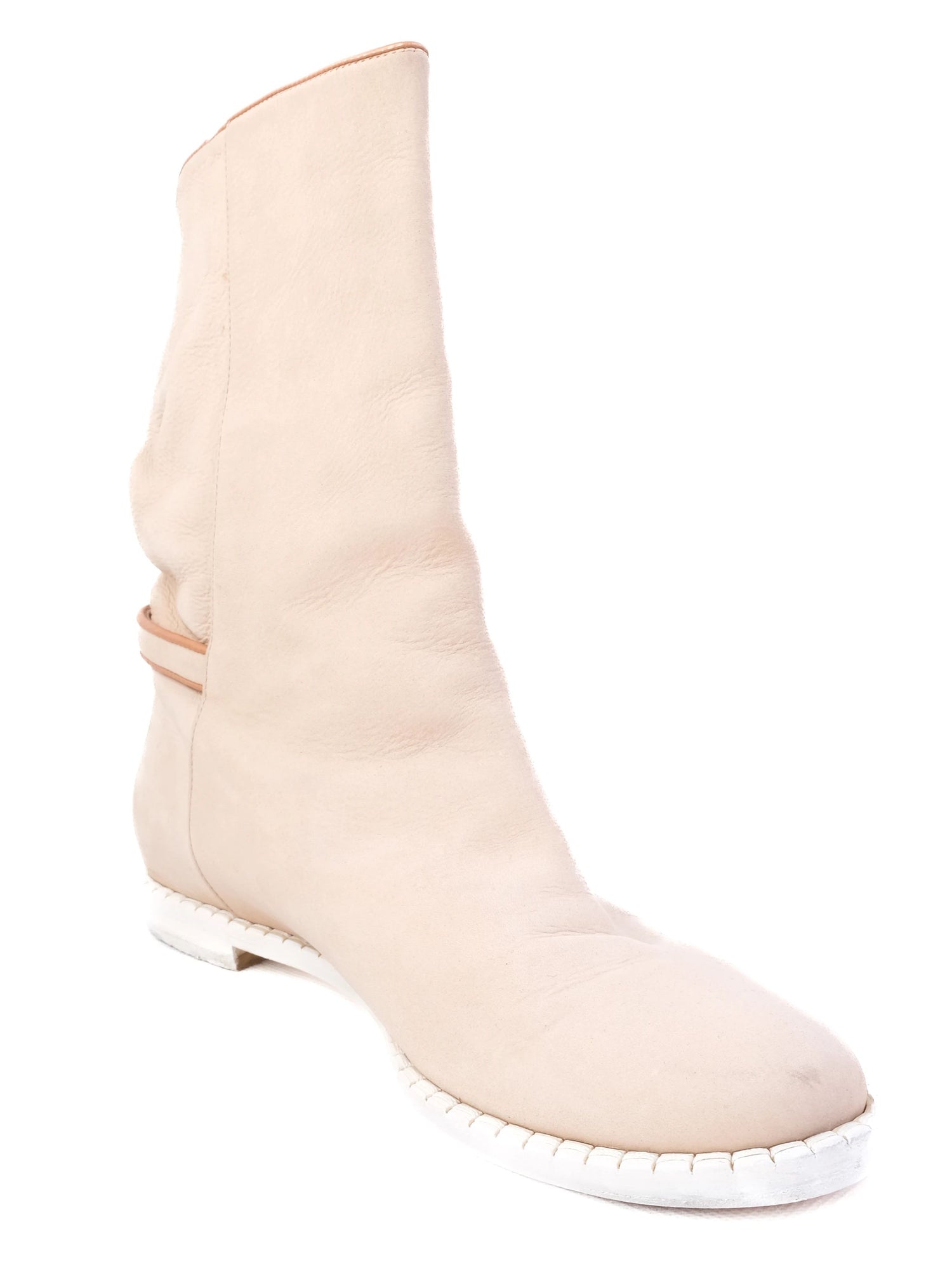Excellent Baldinini White Leather Slouchy Ankle Boots Size 39