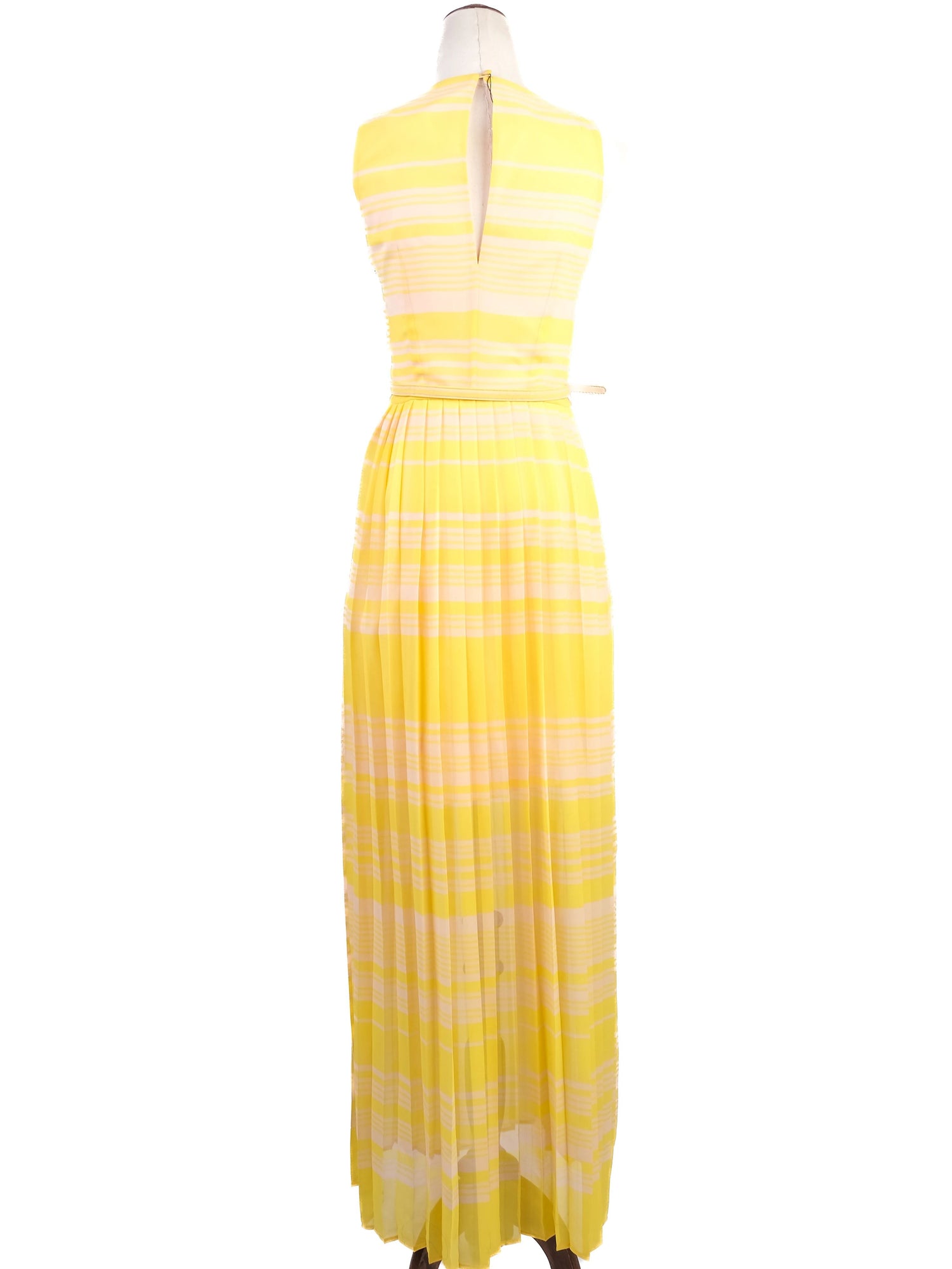 Excellent French Connection Yellow Sleeveless Dress XS with Stripes