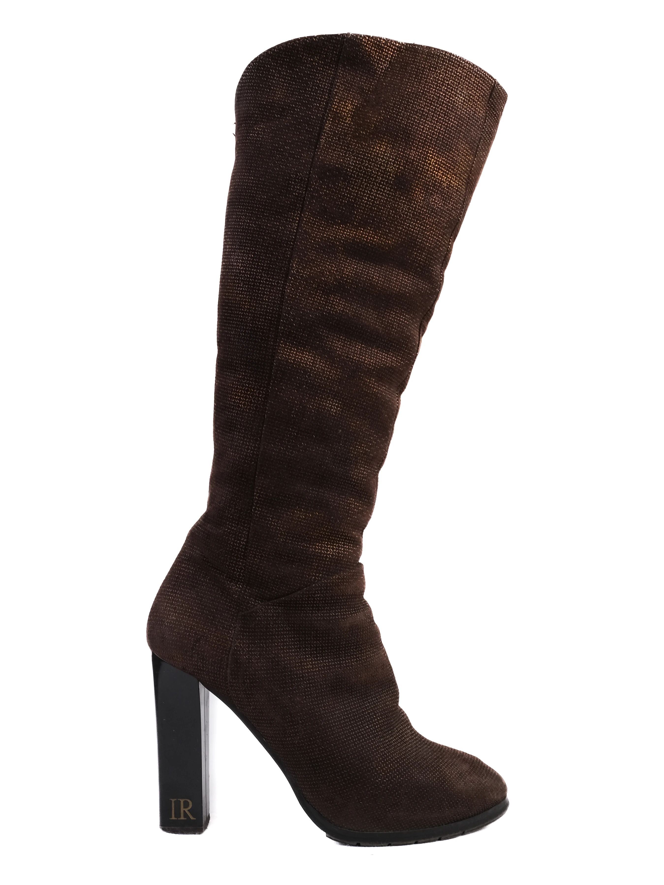 Excellent Renzoni Orange Leather Knee-High Boots Size 38