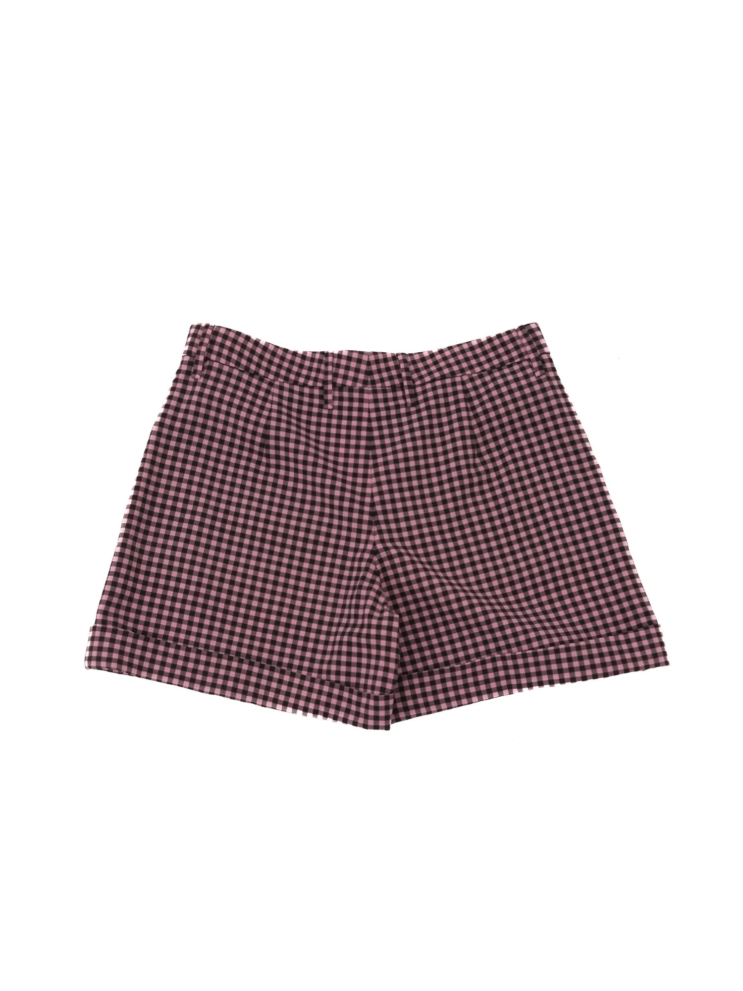 EXCELLENT Prada Pink Wool Plaid Shorts Size S Women