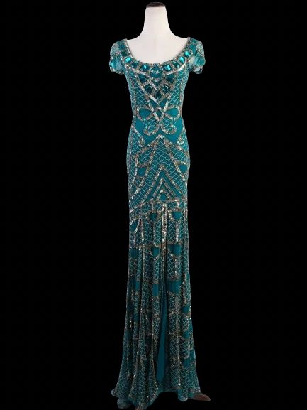 Excellent Temperley London Green Embellished Gown Size S