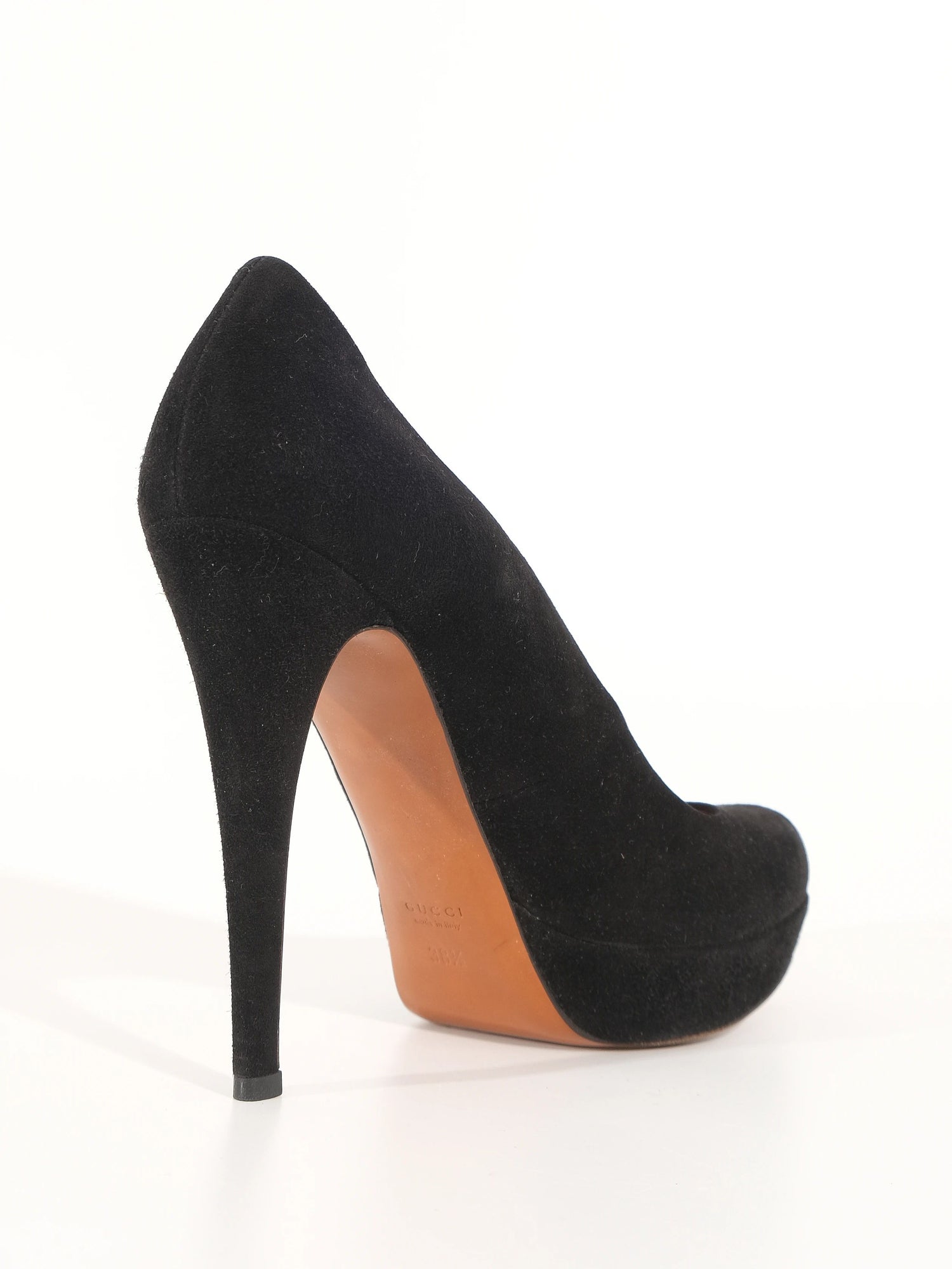 Excellent Gucci Black Genuine Suede High-Heeled Shoe Size 38.5