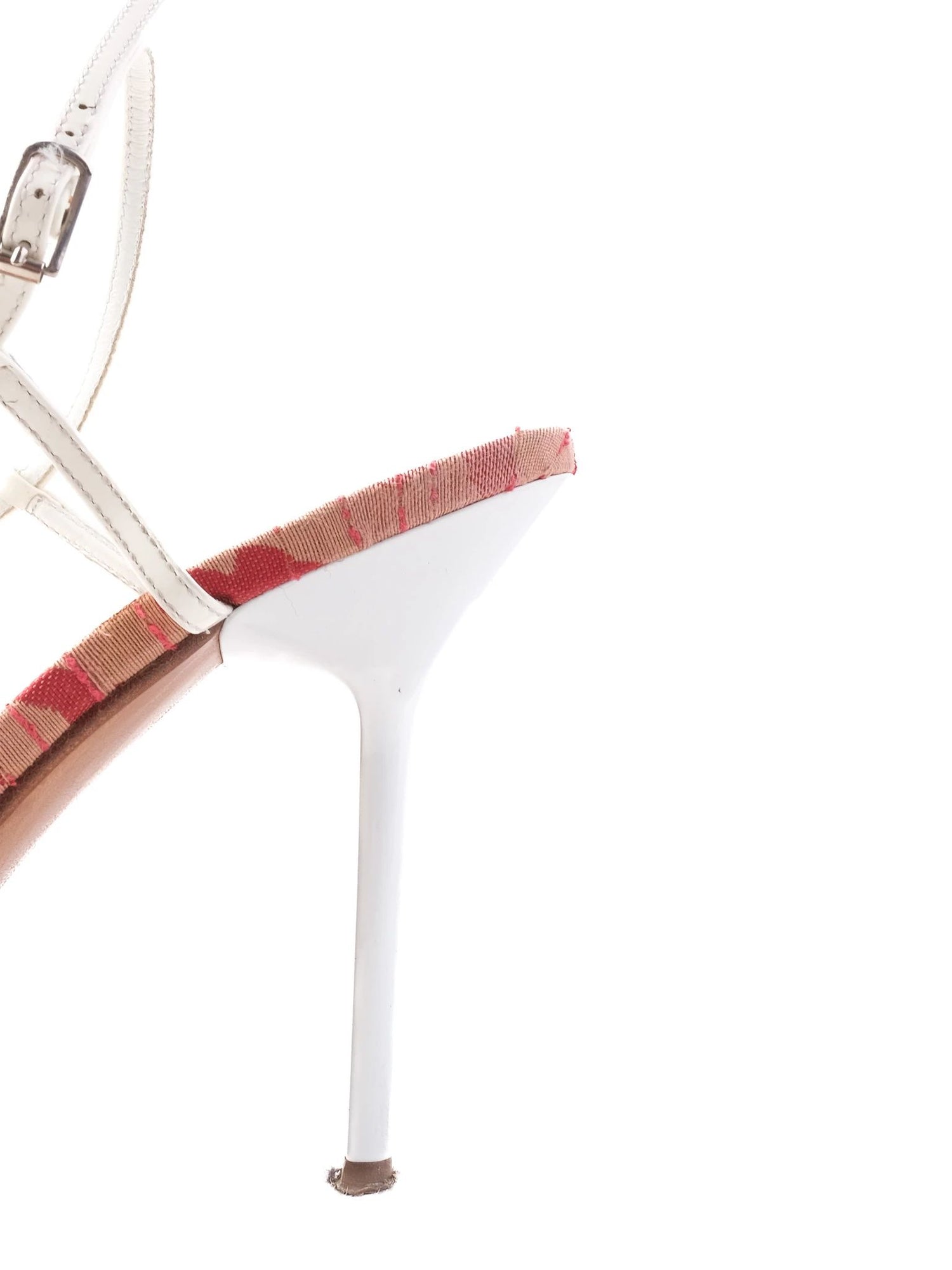 Casadei Excellent Condition White High-Heeled Sandals with Pink Insole