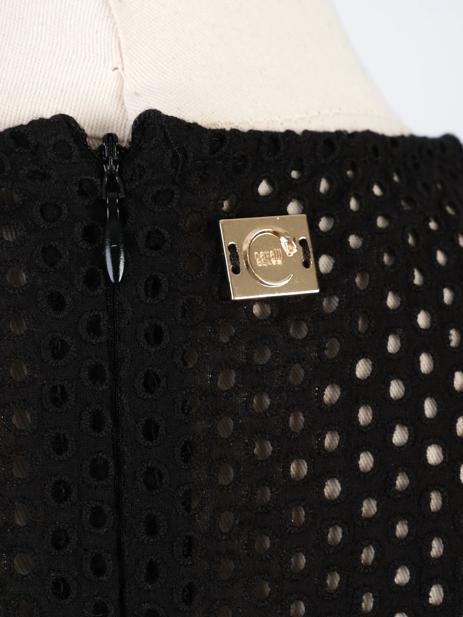 Excellent Cavalli Class Black Cotton Sleeveless Dress with Embellishments