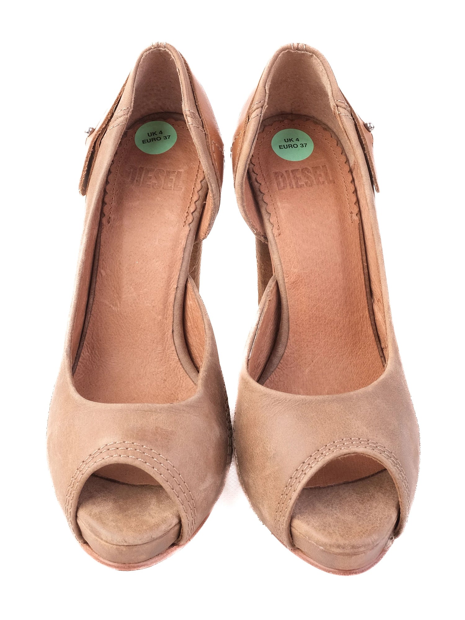 Excellent Diesel Orange Leather High-Heeled Peep-Toe Shoes Size 37