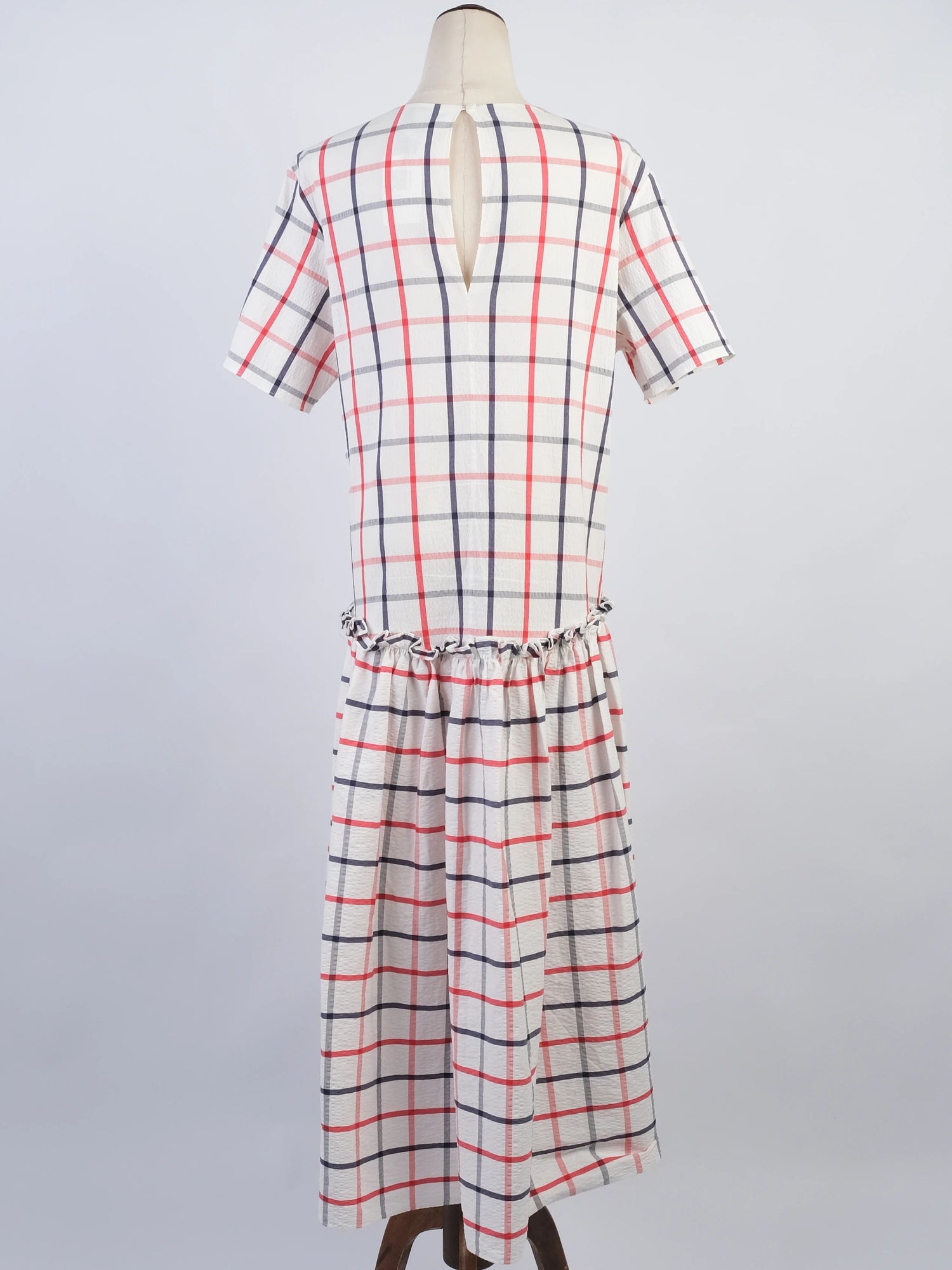 Excellent Rosie Assoulin WomenÕs L White Red Checkered Dress Size L