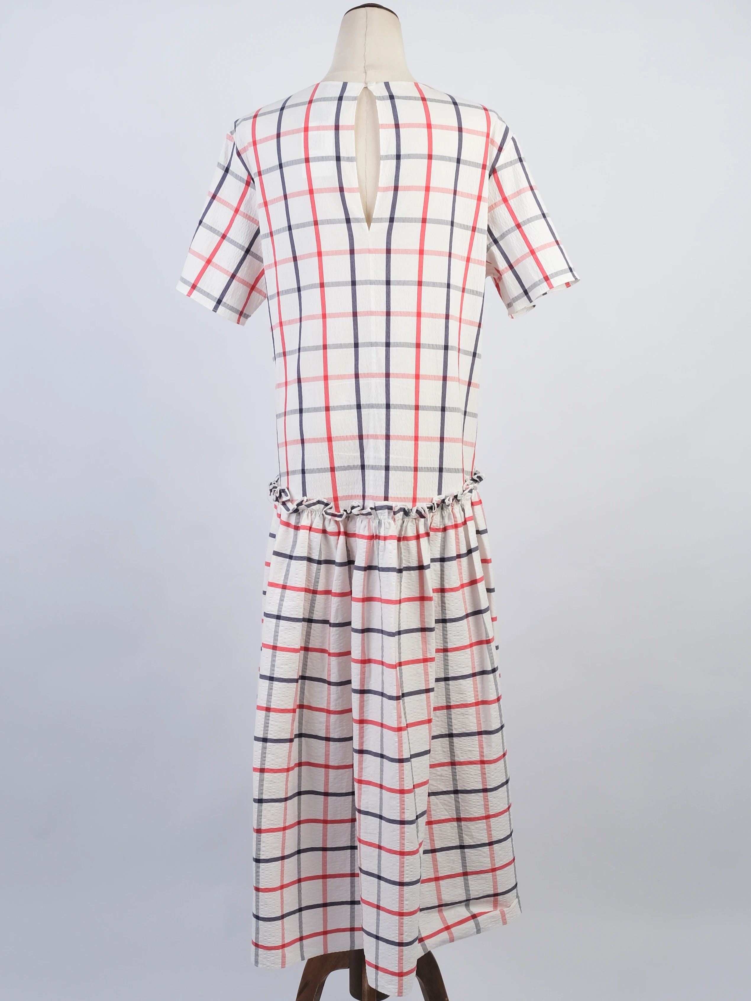 Excellent Rosie Assoulin WomenÕs L White Red Checkered Dress Size L