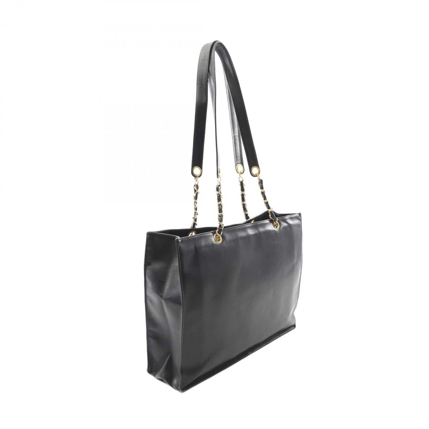 Chanel Black Deca Coco Mark Tote Bag Lambskin (sheep Leather)