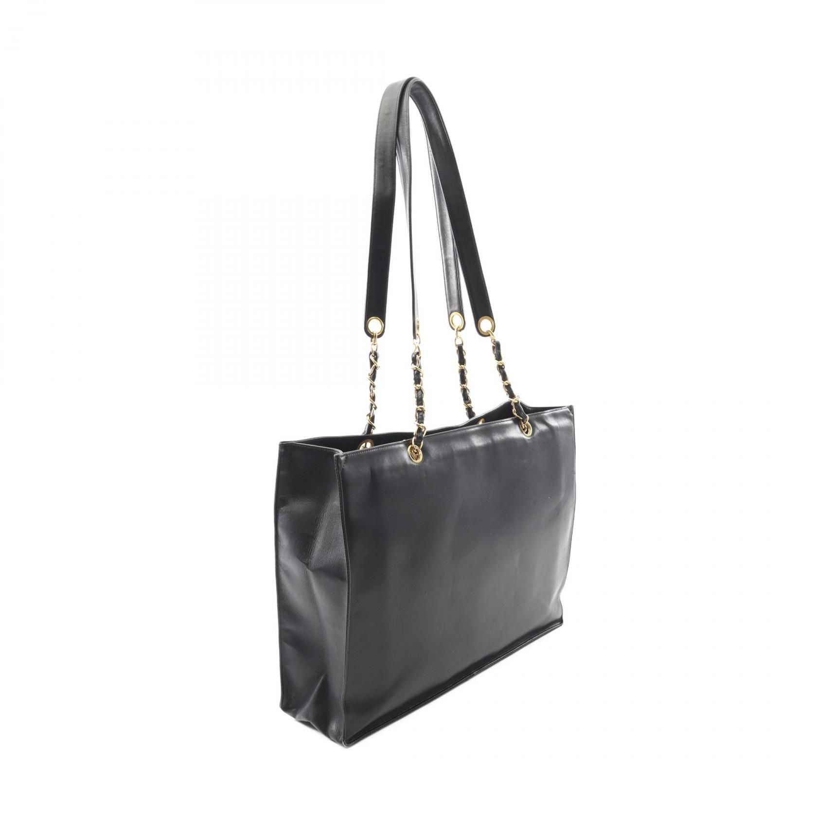 Chanel Black Deca Coco Mark Tote Bag Lambskin (sheep Leather)