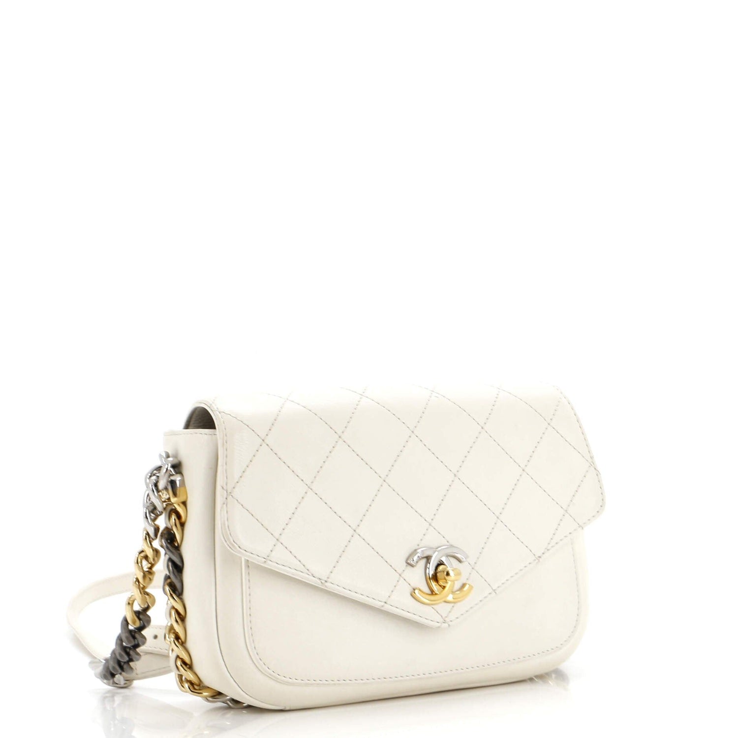Chanel Two Tone Envelope Flap Bag Quilted Calfskin Medium