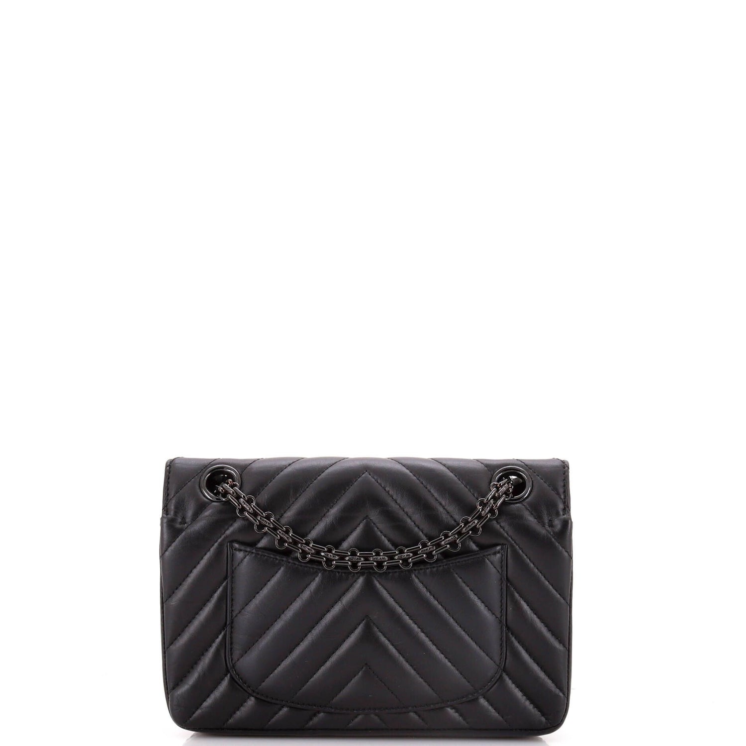 Chanel So Black Reissue 2.55 Flap Bag Chevron Aged Calfskin Mini