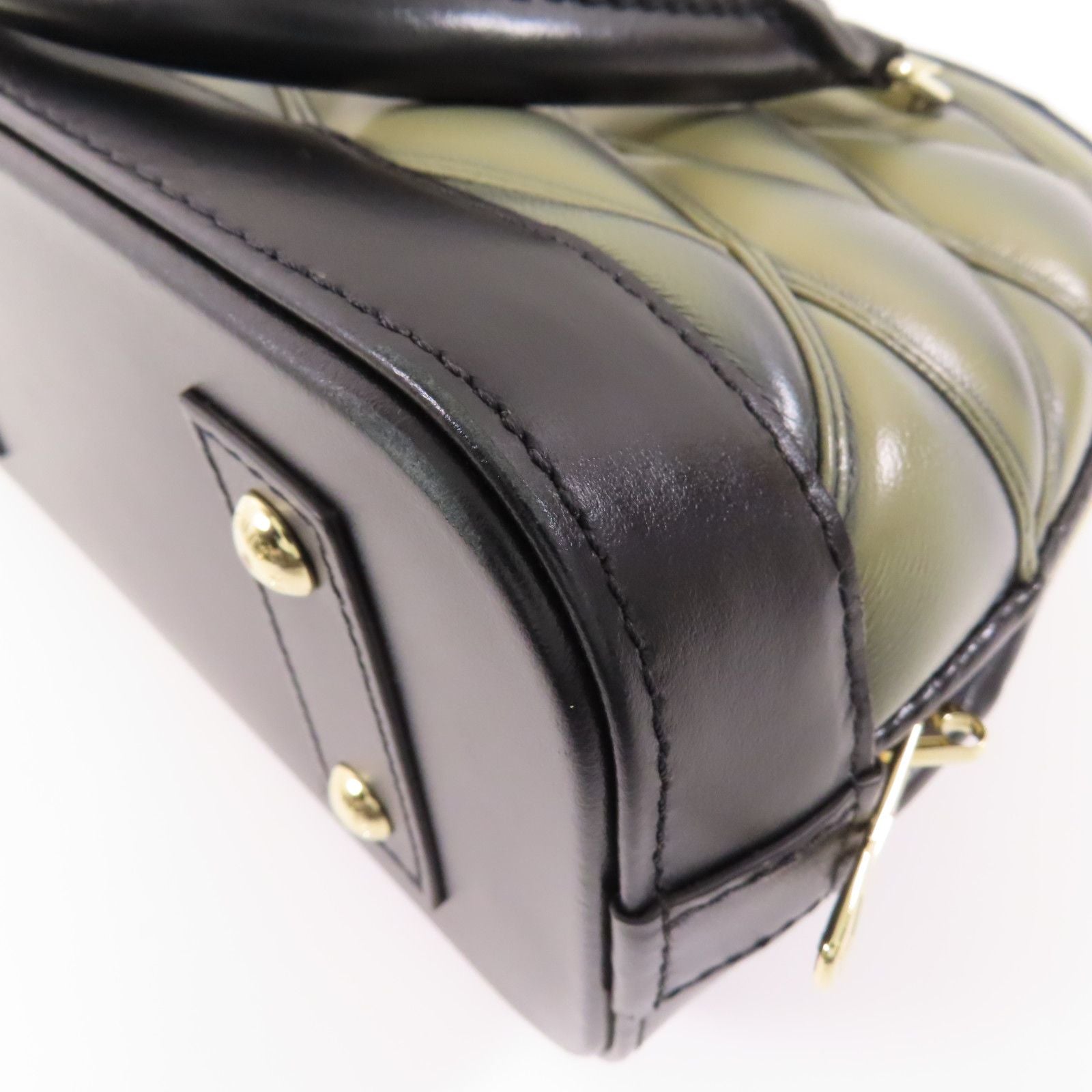 Louis Vuitton Cowhide Leather Alma Bb Handmade Bag Gray Black Handbag M 23576