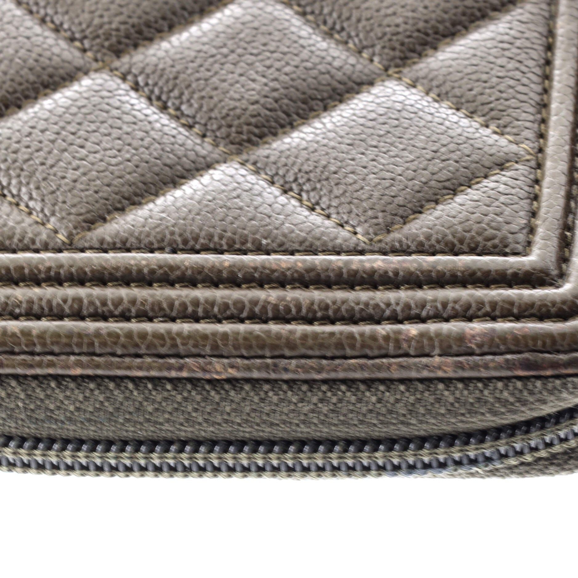 Chanel Boy Zip Around Wallet Quilted Caviar Long