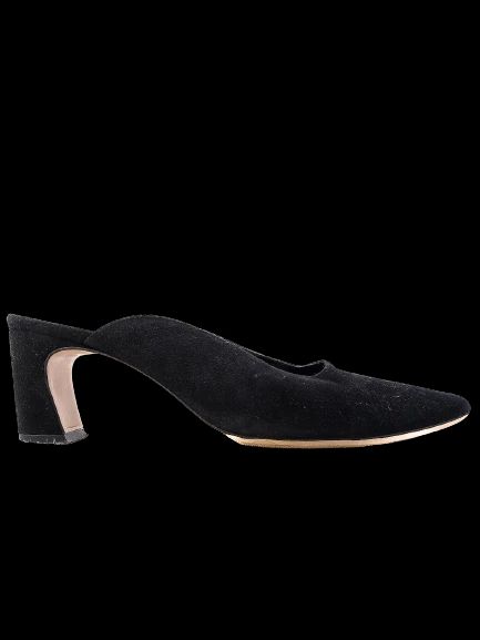 Excellent Uterque Black High-Heeled Mules Size 36 Genuine Suede