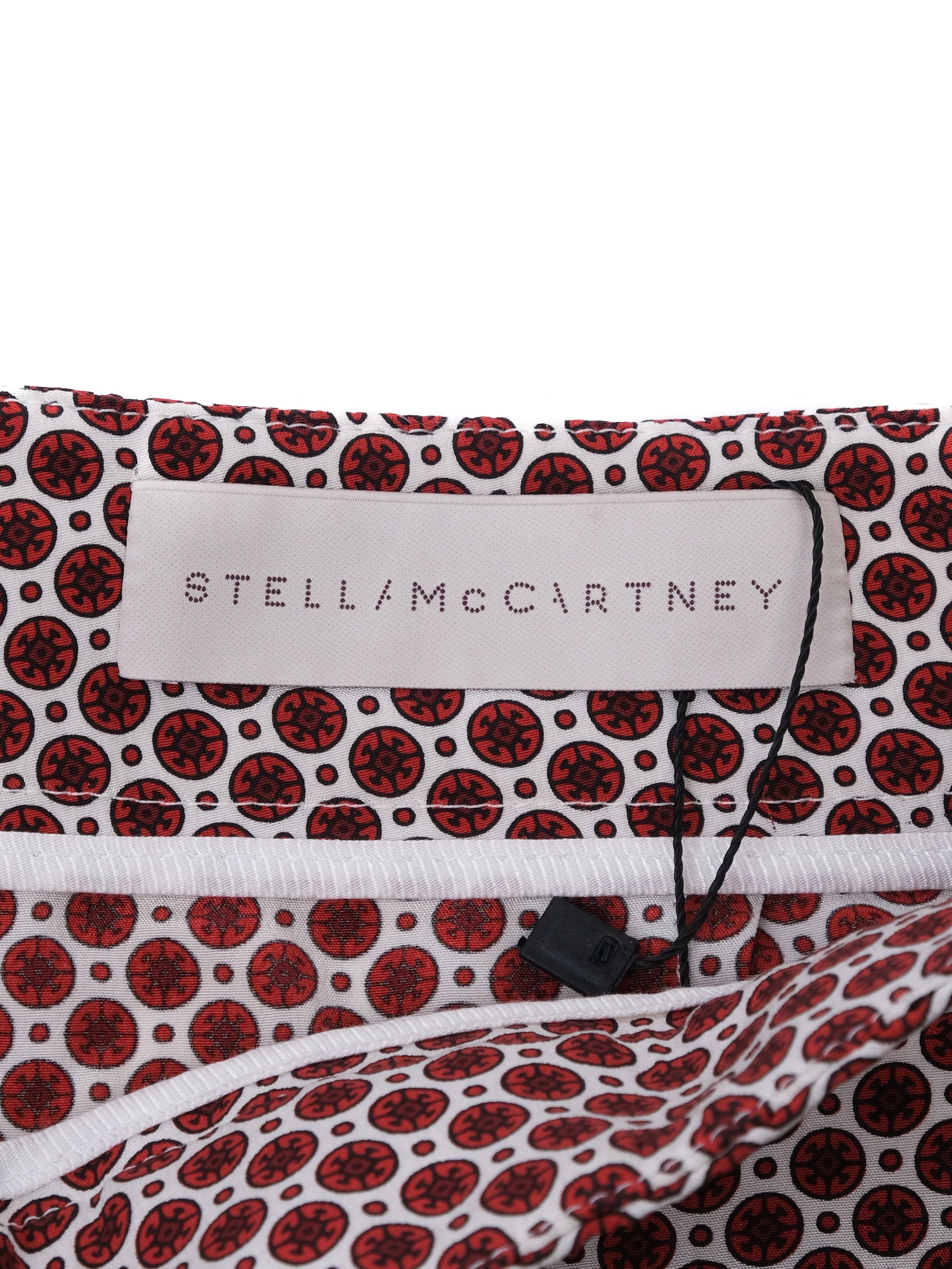 Excellent Stella McCartney Silk XS Pants Red White Pattern