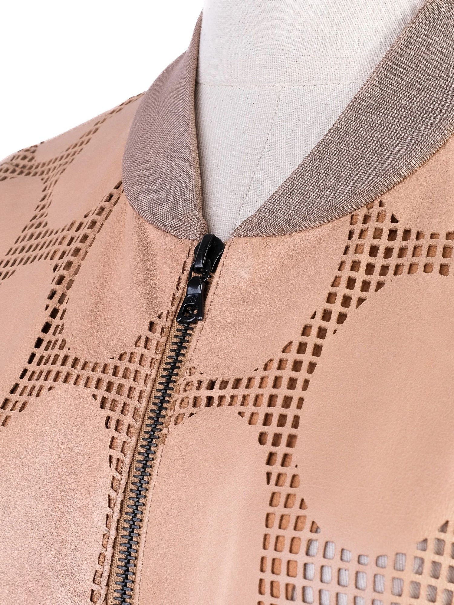Excellent DROMe Orange Leather Bomber Jacket Size S with Cutouts