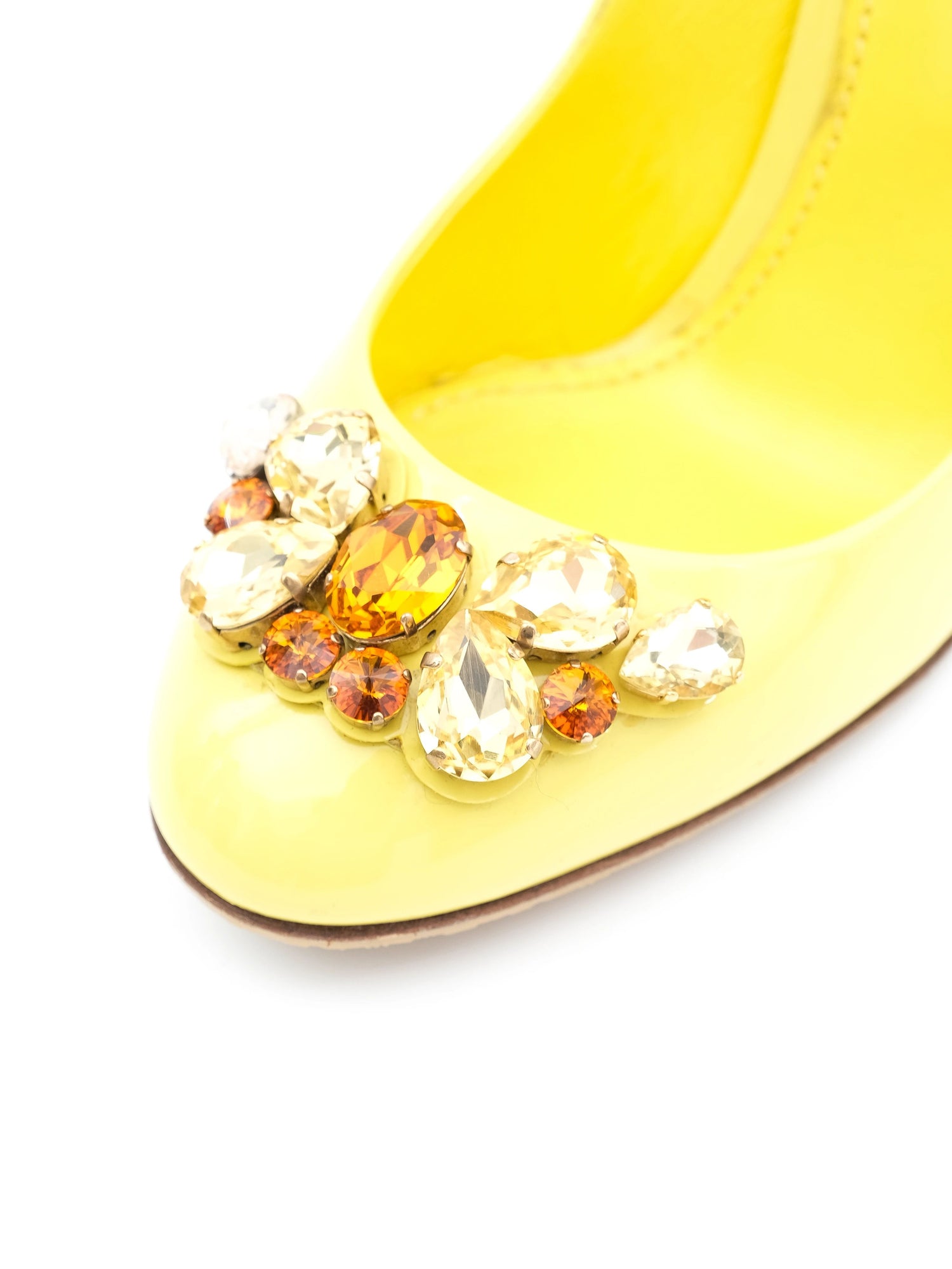 Excellent Dolce Gabbana Yellow Leather High-Heeled Shoes