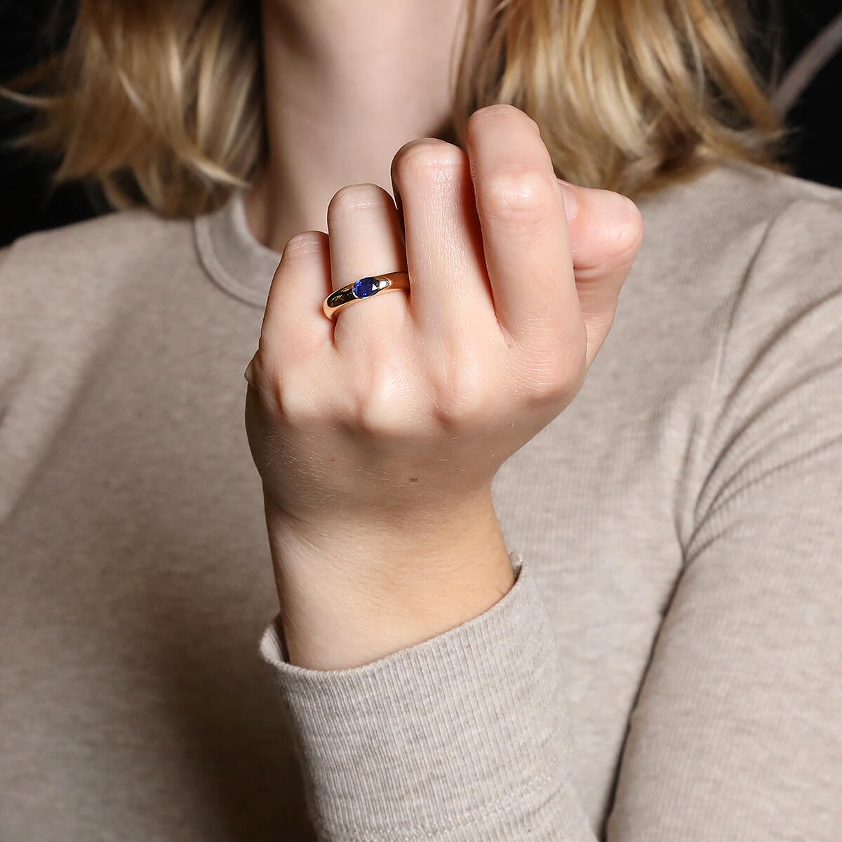 Cartier Ellipse sapphire and gold ring