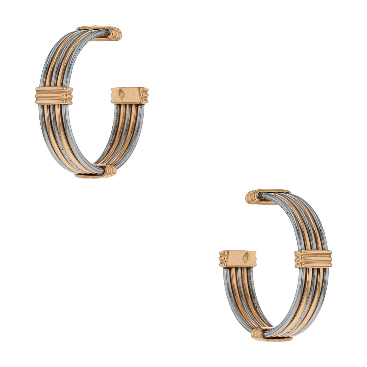 Cartier stainless steel and gold earrings
