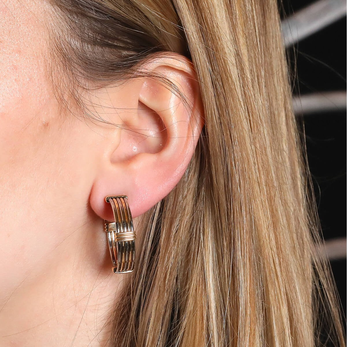 Cartier stainless steel and gold earrings