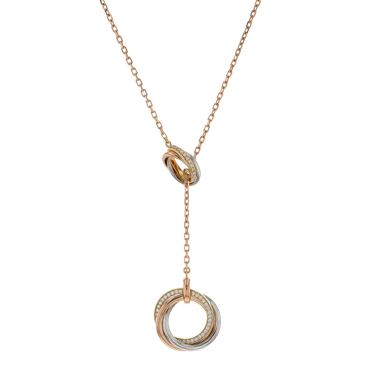 Cartier Trinity three tones gold and diamonds necklace