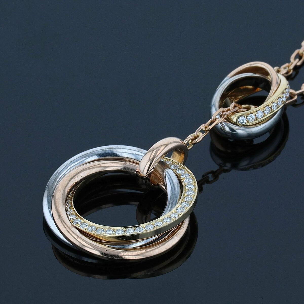 Cartier Trinity three tones gold and diamonds necklace