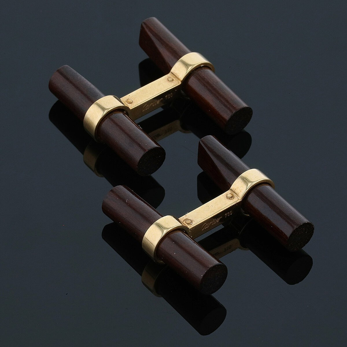 Cartier wood and gold cufflinks