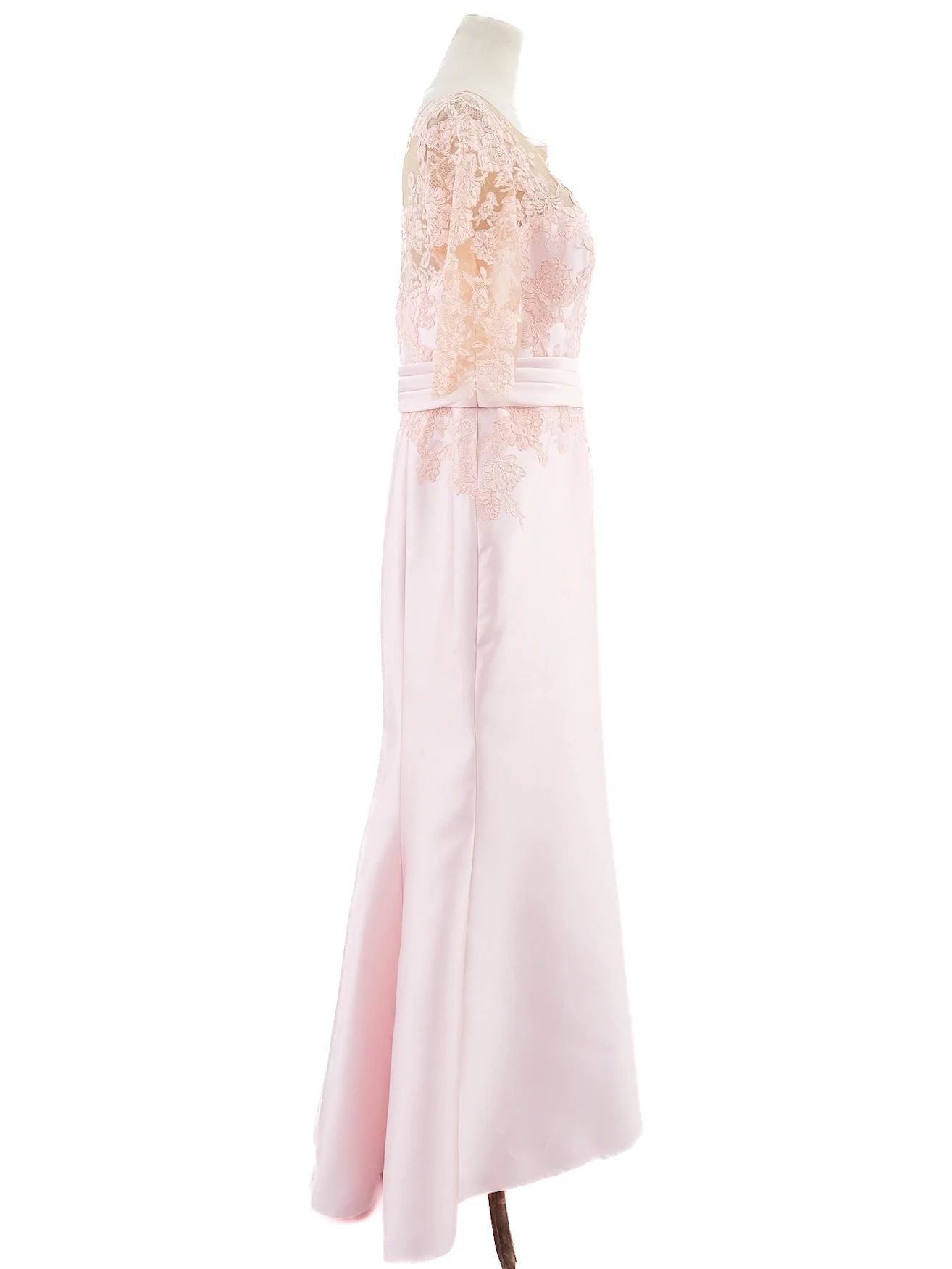 Excellent Pronovias Pink Evening Gown Lace Detail Size XXL