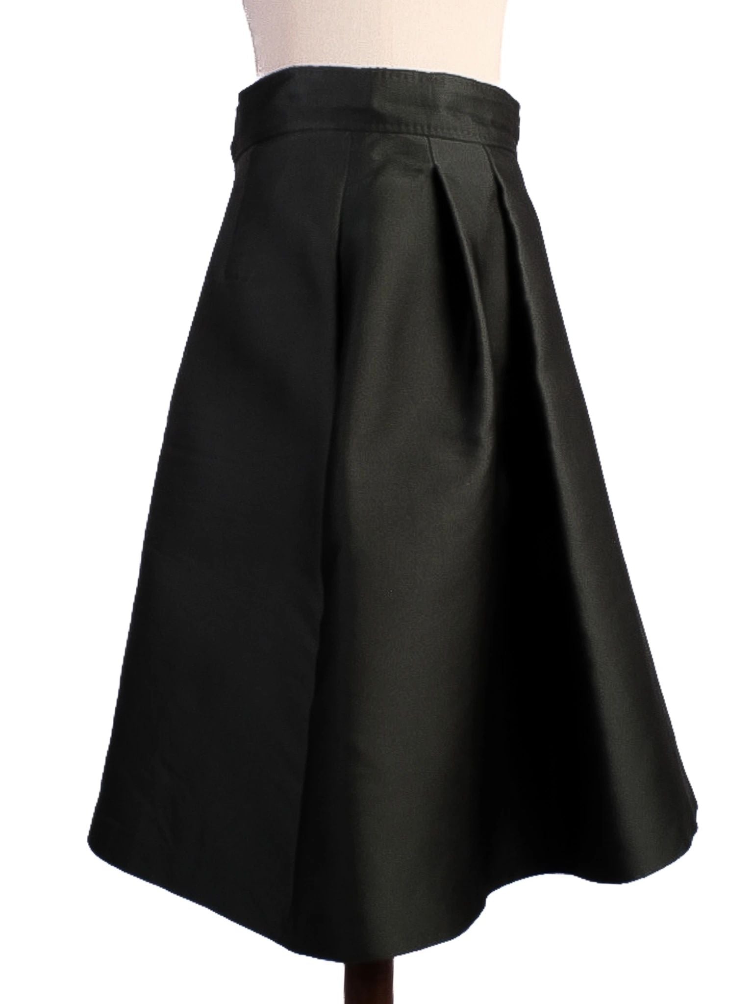 Excellent Max Mara Green Silk A-Line Skirt Size S Made in Italy