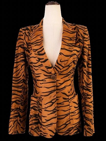 Excellent Moschino Blazer Tiger Stripe Viscose Long Sleeve