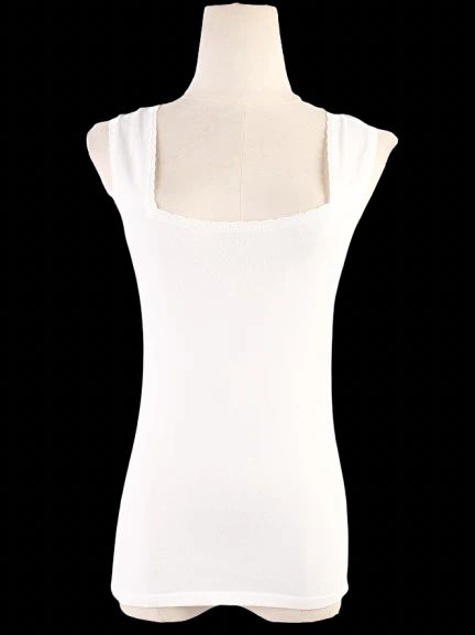 Excellent Blumarine White Sleeveless Top Size M Viscose Made in Italy