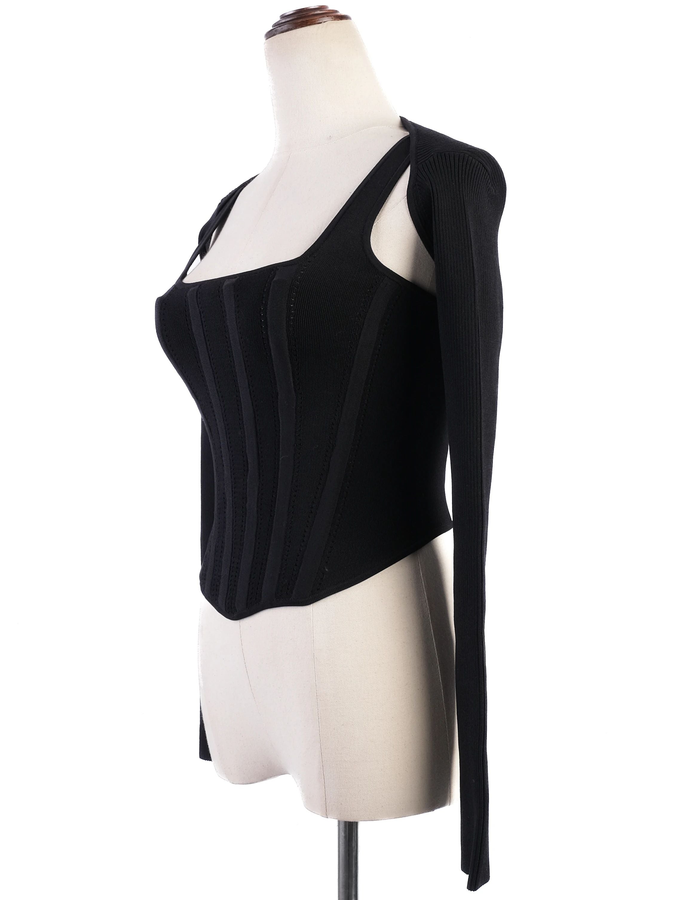 NEW Dion Lee Black Corset-Style Top Size XS Viscose Structured Design