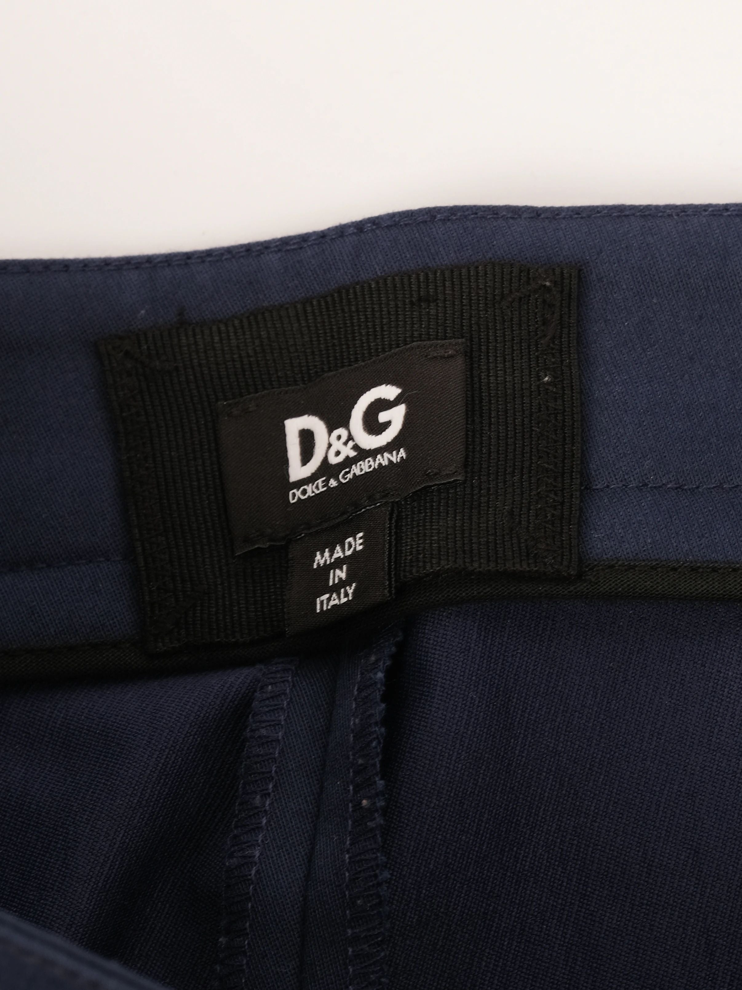 Excellent Dolce Gabbana Navy Blue Nylon Pants with Zippered Pockets