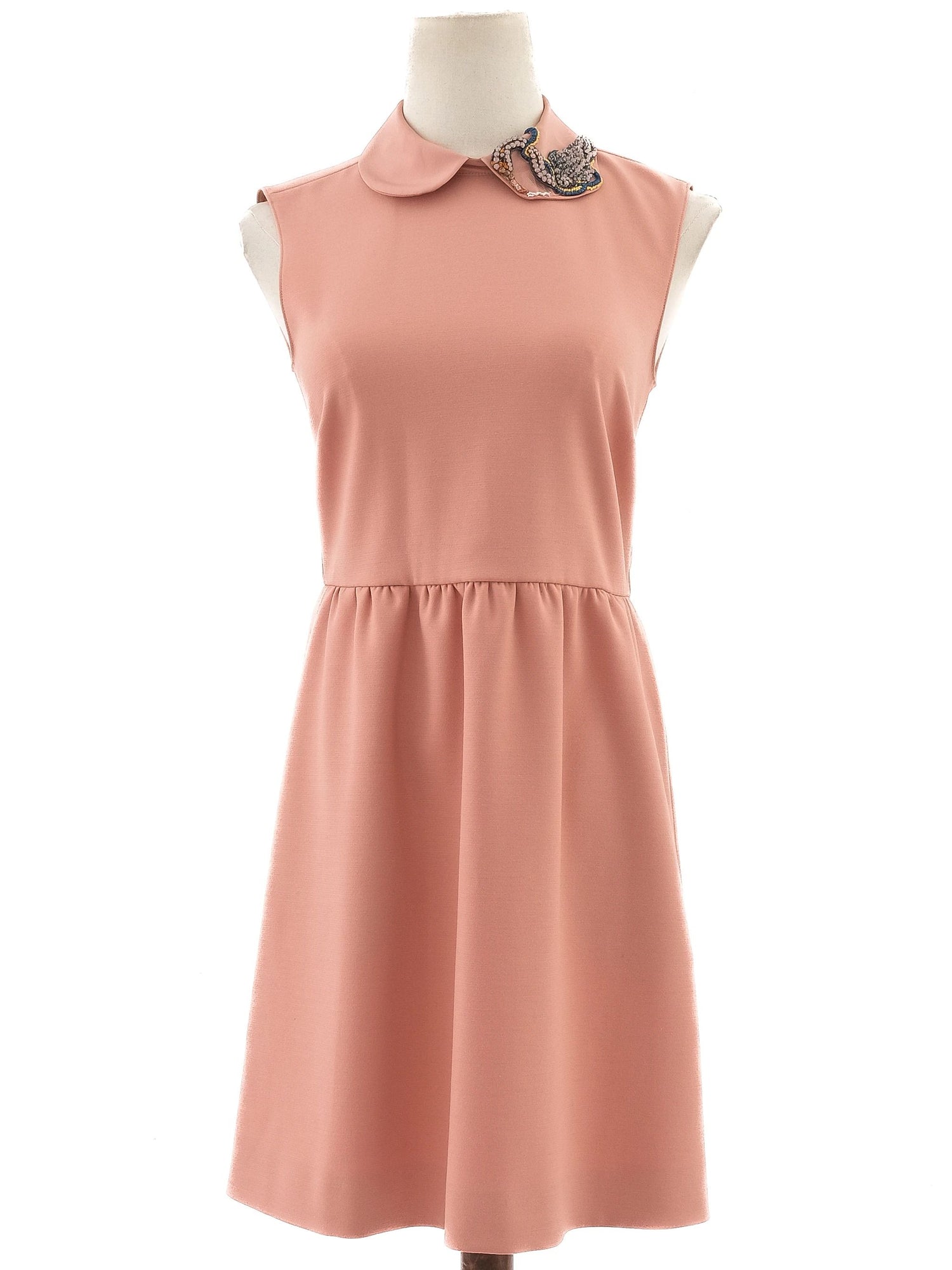 Perfect Red Valentino Pink Sleeveless Dress Size S with Peter Pan Collar