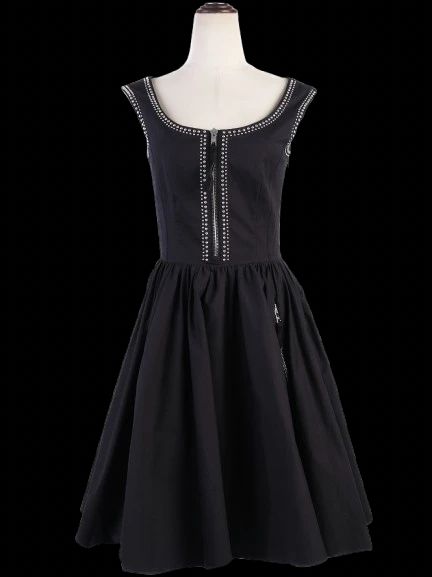 Excellent Prada Black Sleeveless Dress M with Decorative Studs